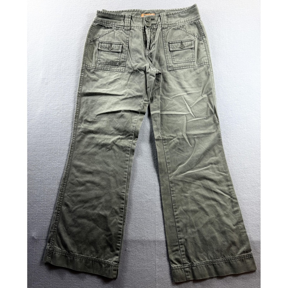 Periscope Pants Womens 31 Green Cargo Wide Leg Twill Pockets Zip Cotton 31x30